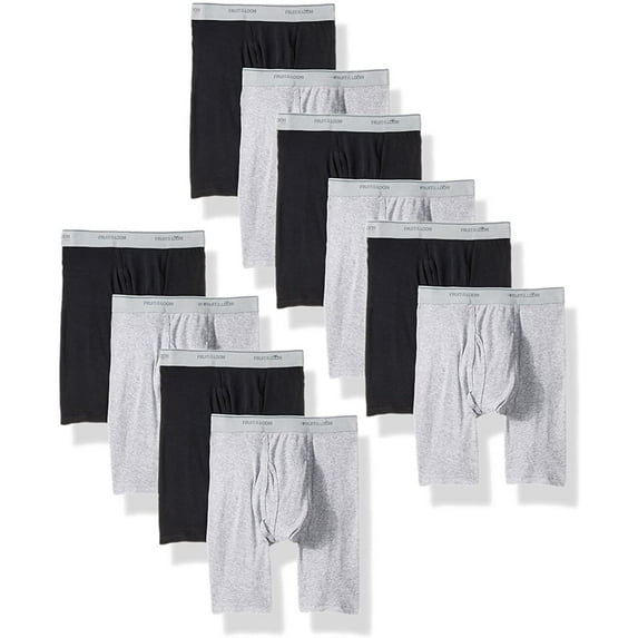 Fruit of the Loom Men's No Ride Up Assorted Boxer Briefs, 10 Pack