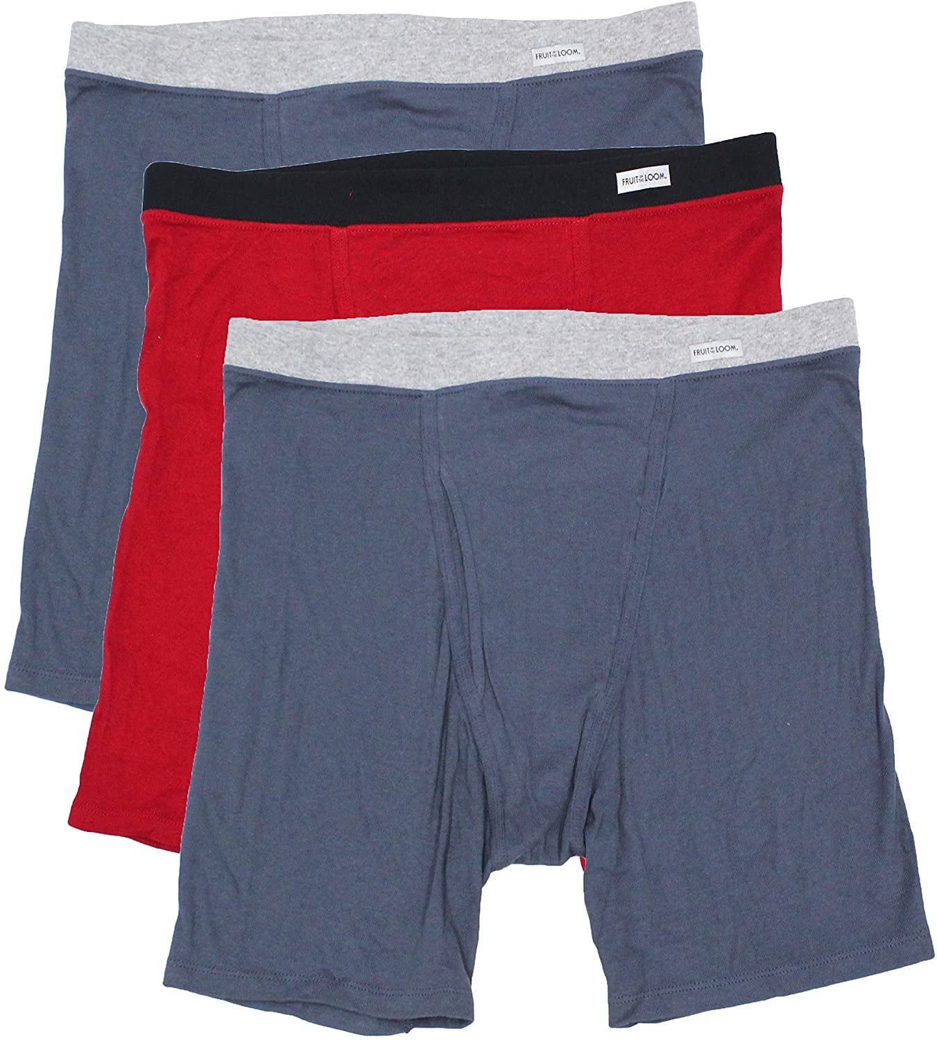Fruit of the Loom Men's No Ride Up Boxer Brief 3 Pack Assorted