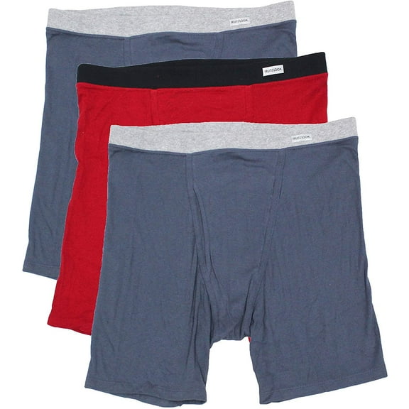 Fruit of the Loom Men's No Ride Up Boxer Brief 3 Pack Assorted - Covered Waistband, XX-Large