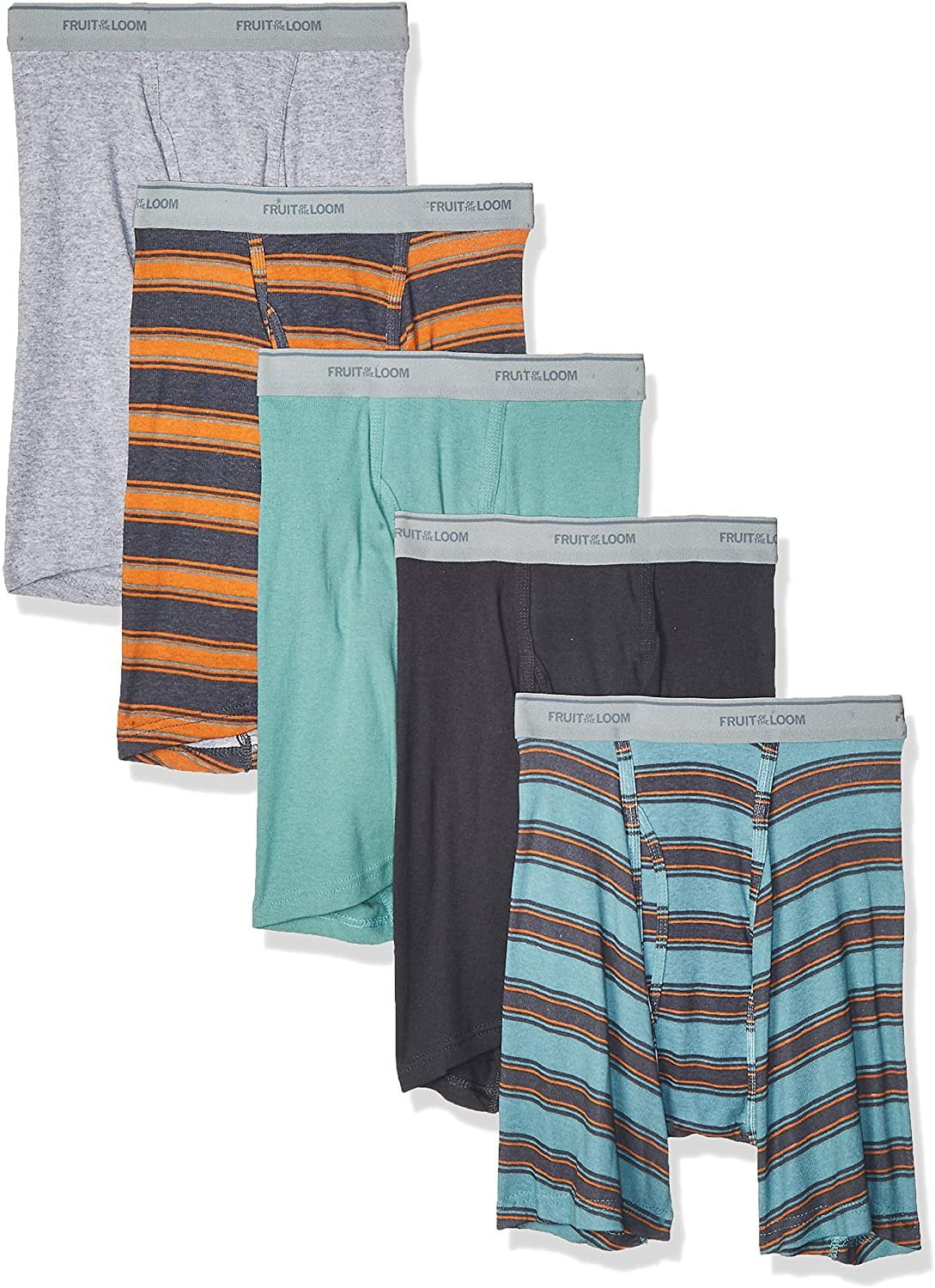 Fruit of the Loom Men's No Ride Up Boxer Brief, Stripe/Solid