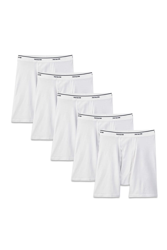 Men's No Ride Up Boxer Brief Traditional Fly Large White - Traditional Fly