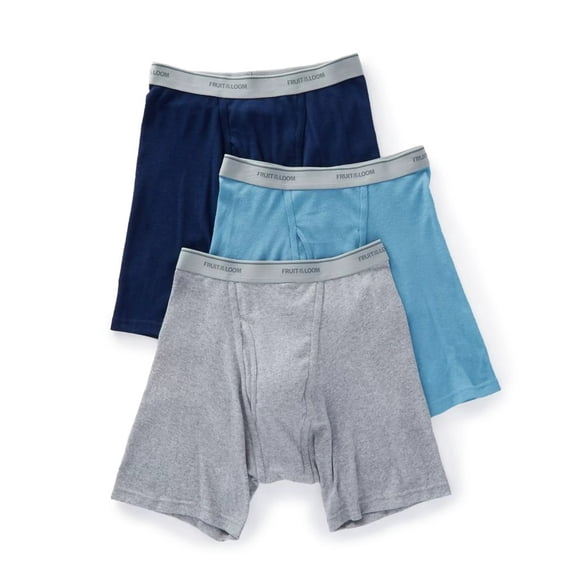 Fruit of the Loom Men's No Ride Up Traditional Fly Assorted Boxer Briefs Pack of 3, Large