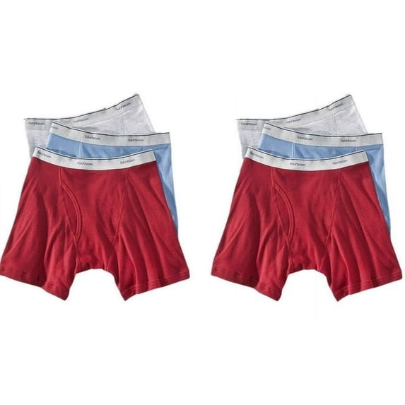 Fruit of the Loom Men's No Ride Up Traditional Fly Assorted Boxer Briefs Pack of 6, XL