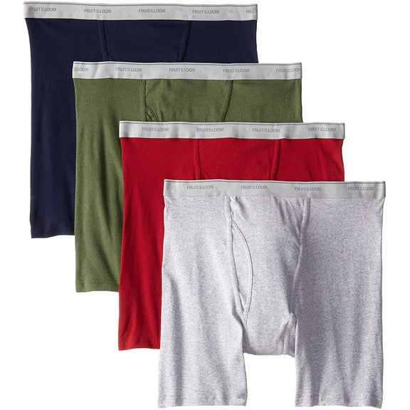 Fruit of the Loom Men's No Ride Up Traditional Fly Assorted Boxer Briefs Pack of 6