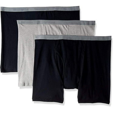 Fruit of the Loom Men's No Ride Up Traditional Fly Boxer Briefs, Assorted - XL, 3 Pack