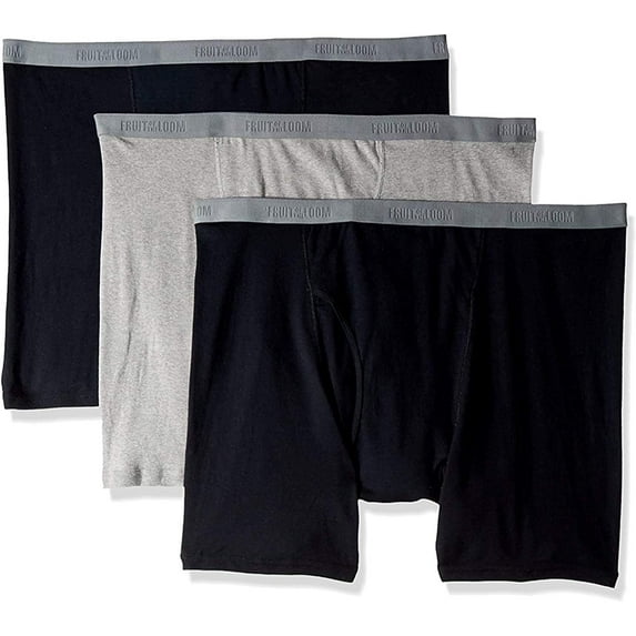Fruit of the Loom Men's No Ride Up Traditional Fly Boxer Briefs,Assorted 3 Pack,X-Large