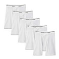 thumbnail image 1 of Fruit of the Loom Men's No Ride Up Traditional Fly White Boxer Briefs Pack of 5, 1 of 2
