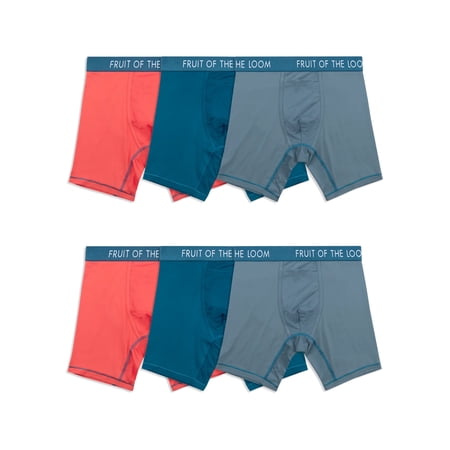 Fruit of the Loom Men's Performance Boxer Briefs - Cooling Mesh Zones, Quick Dry, Odor Control, 6-Pack Value Bundle
