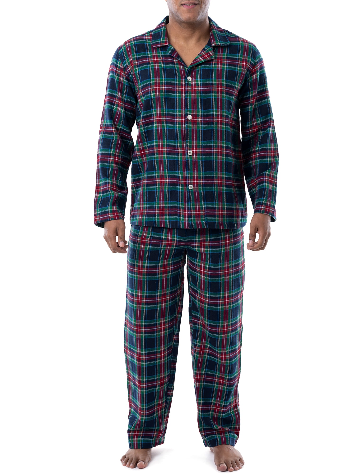 JSTEX Fannel Pajamas for Men 100% Cotton Pyjamas Long Sleeve