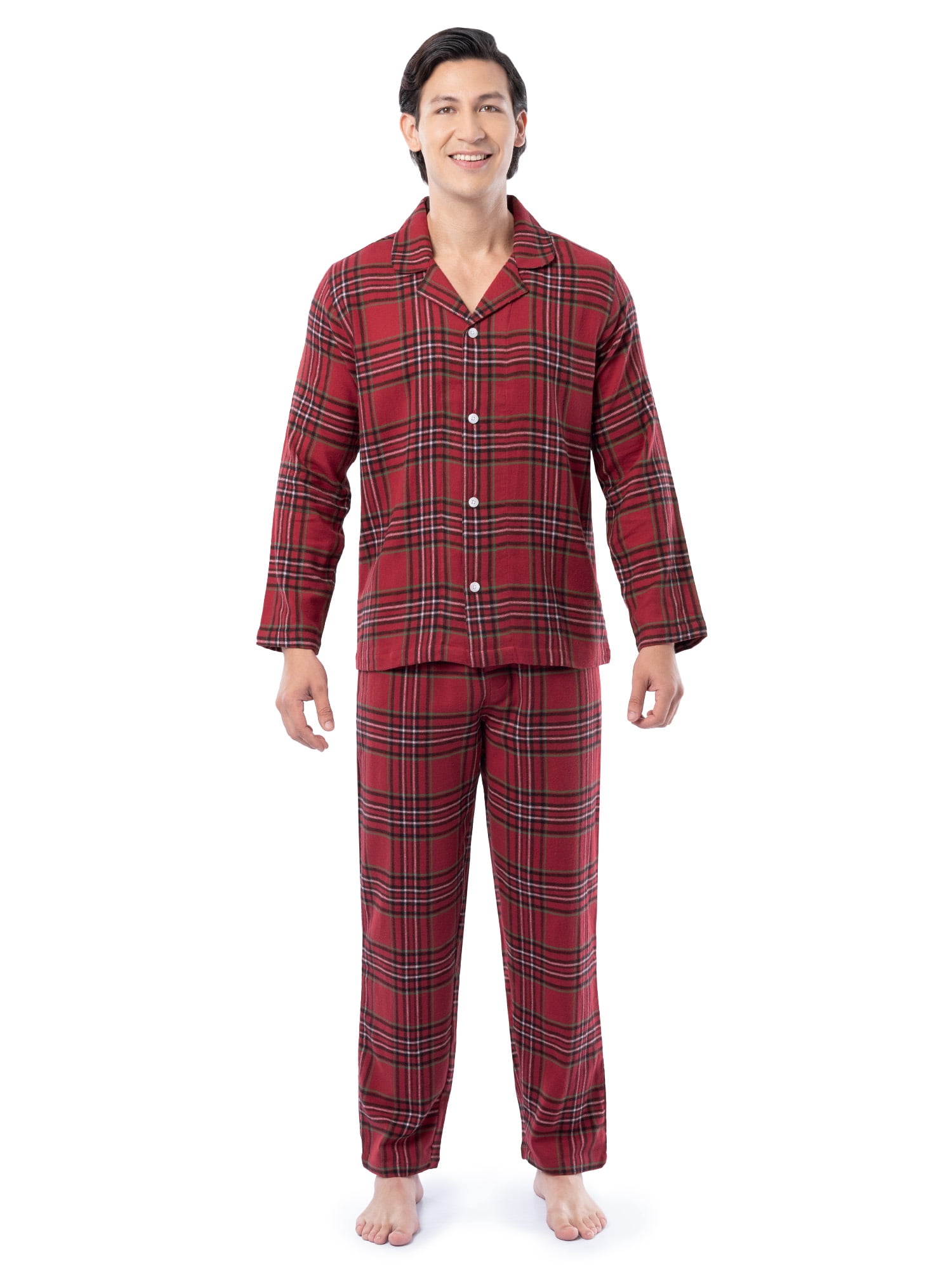 Fruit of the Loom Men's Flannel Top and Bottom Pajama Set, Sizes S-5XL
