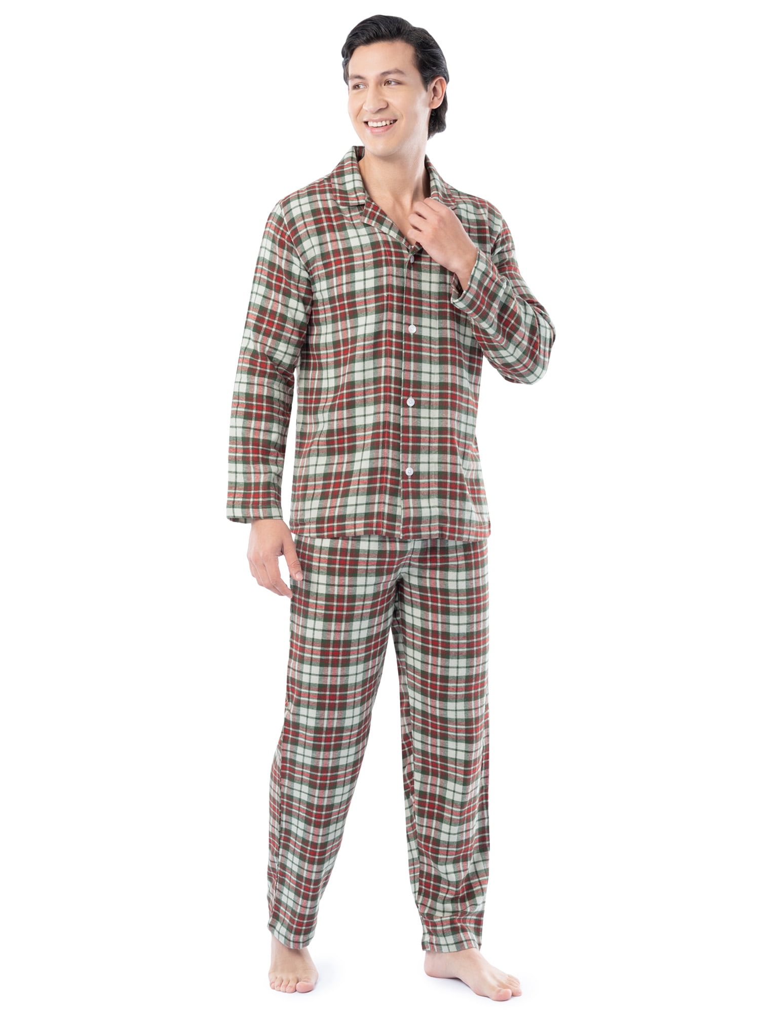 Fruit of the Loom Men's Plaid Flannel Top and Bottom Pajama Set, Sizes S-5XL