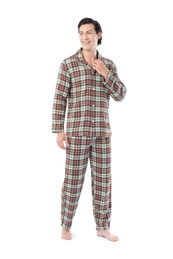 Men's Flannel Top and Bottom Pajama Set, Sizes S-5XL