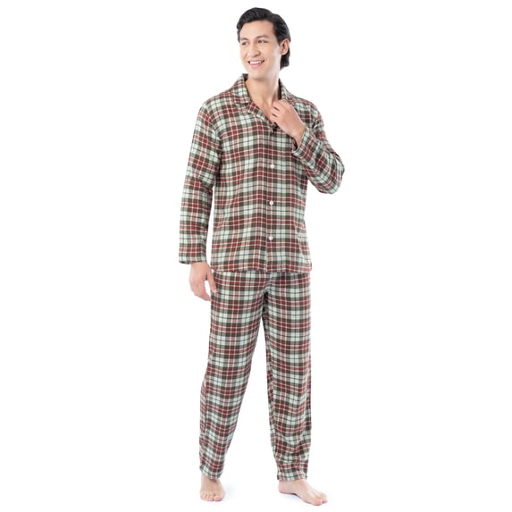 Fruit of the Loom Men's Plaid Flannel Top and Bottom Pajama Set, Sizes S-5XL