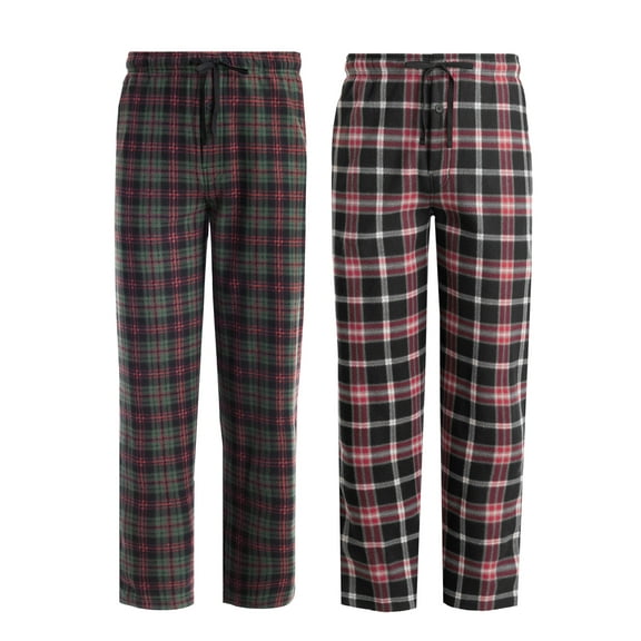 Fruit of the Loom Men's Plaid Fleece Pajama Pant 2-Pack, Sizes S-5XL