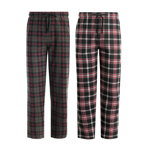 Fruit of the Loom Men's Plaid Fleece Pajama Pant 2-Pack, Sizes S-5XL