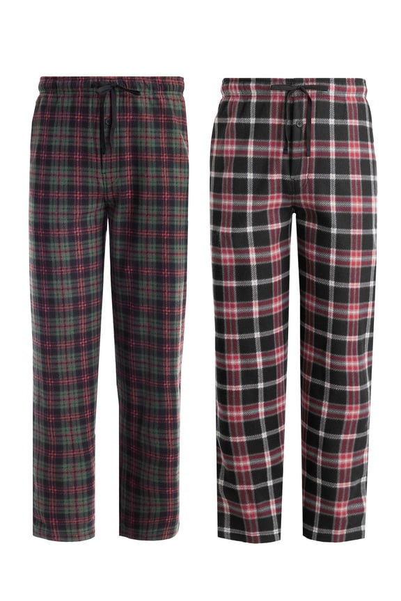 Men's Plaid Fleece Pajama Pant 2-Pack, Sizes S-5XL