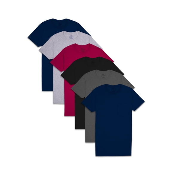 Fruit of the Loom Men's Assorted Fashion Pocket T-Shirts, 6 Pack, Extended Sizes