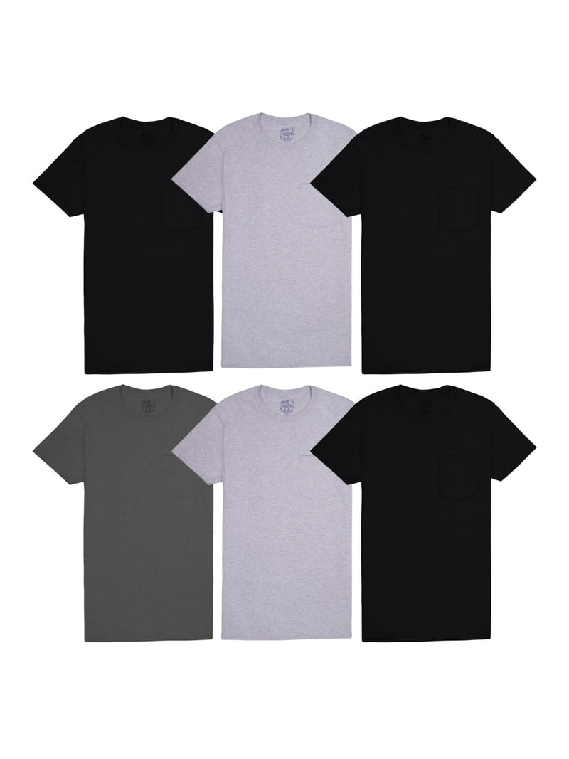 Fruit of the Loom Men's Eversoft Pocket T-Shirt Undershirts, 6