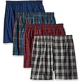 thumbnail image 1 of Fruit of the Loom Men's Premium Woven Tartan Boxer, Assorted, 4 Pack , Small, 1 of 5