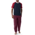 thumbnail image 1 of Fruit of the Loom Men's Raglan Short Sleeve T-shirt and Plaid Pajama Sleep Pant Set, Sizes S-2XL, 1 of 8