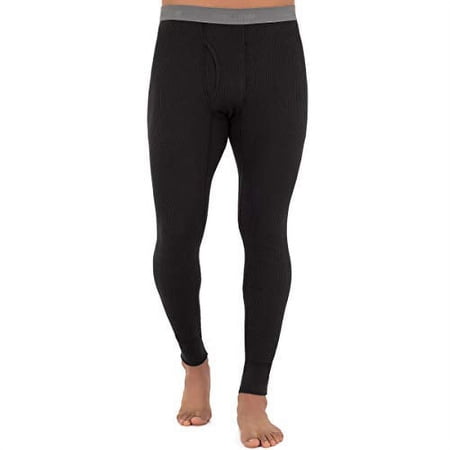 Fruit of the Loom Men's Recycled Premium Waffle Thermal Underwear Bottom (1, 2, 3, and 4 Packs), Black, X-Large