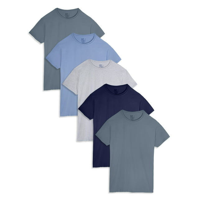 Fruit of the Loom Men's Short Sleeve Assorted Crew T-Shirts, 5 Pack ...