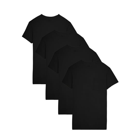 Fruit of the Loom Men's Short Sleeve Assorted Pocket T-Shirts, 4 Pack, Extended Sizes