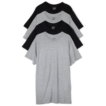 Fruit of the Loom Men's Short Sleeve Black and Gray Crew T-Shirts, 4 Pack