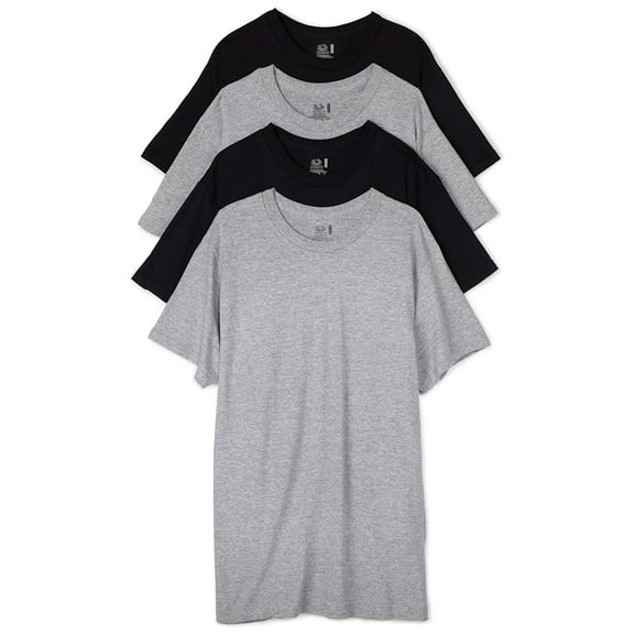 Fruit of the Loom Men's Short Sleeve Black and Gray Crew T-Shirts, 4 Pack