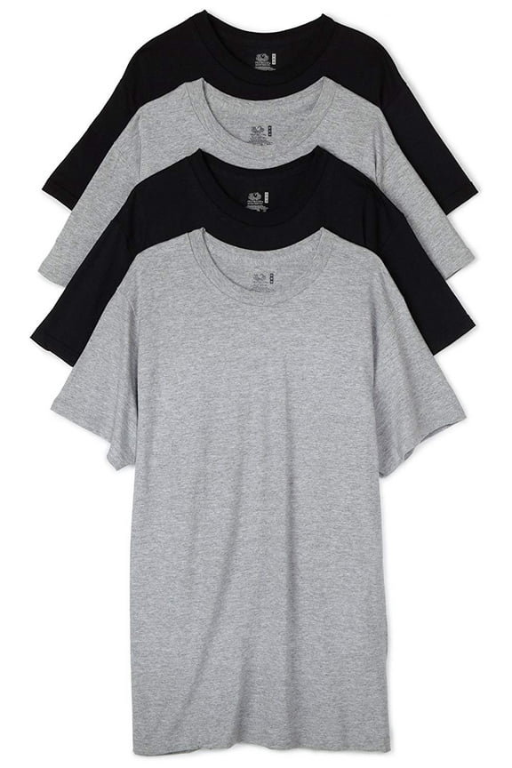 Men's Short Sleeve Black and Gray Crew T-Shirts, 4 Pack