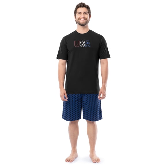 Fruit of the Loom Men's Pajama Sleep Short Sleeve Graphic T-Shirt and Short Set, Sizes S-XL