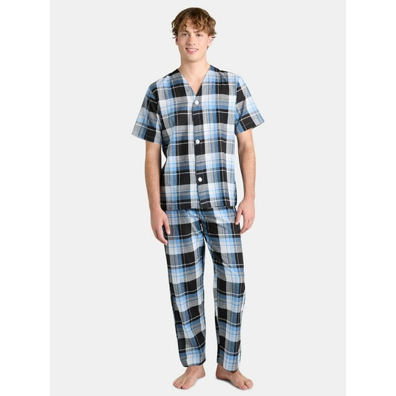 Fruit of the Loom Men's Short Sleeve Pajama Top and Pants Sleep Set, 2-Piece, Sizes S-4XL