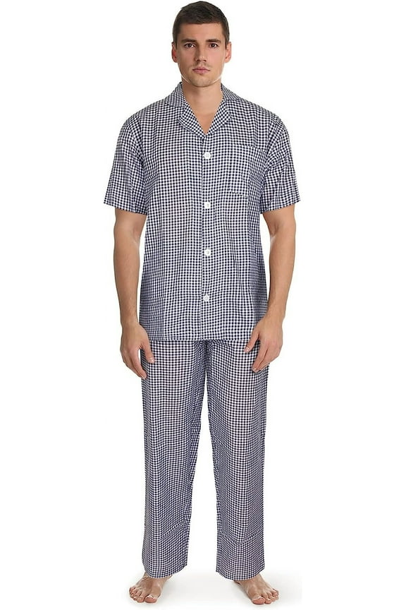Men's Short Sleeve Pajama Top and Pants Sleep Set, 2-Piece, Sizes S-4XL