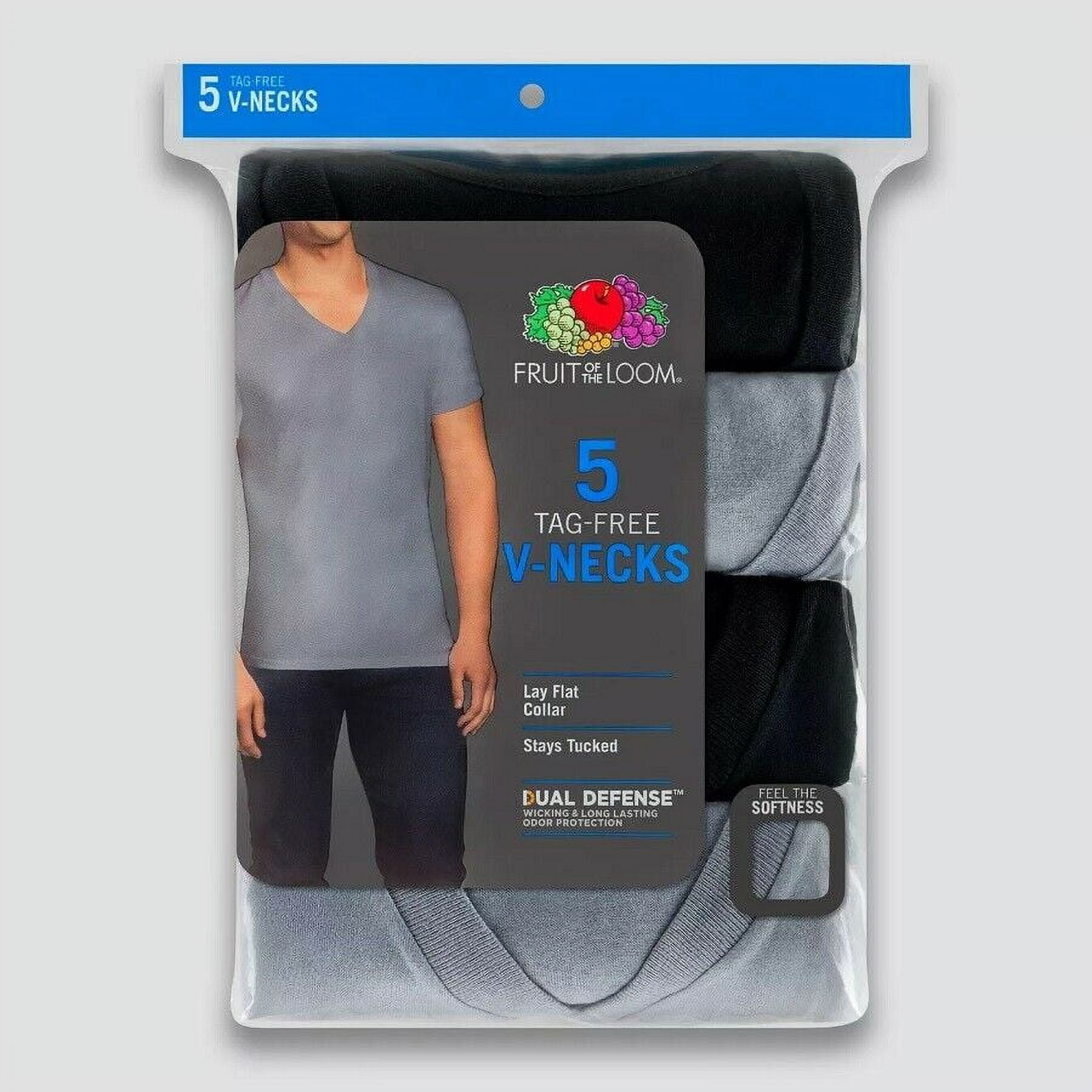 Fruit of the Loom Men's Short Sleeve V-Neck T-Shirt Dual Defense Tag ...