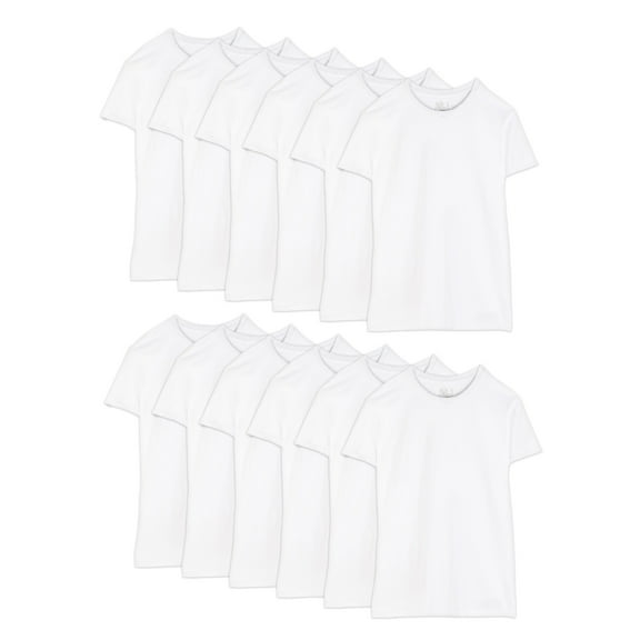 Fruit of the Loom Men's Short Sleeve White Crew T-Shirts, 6+6 Bonus Pack
