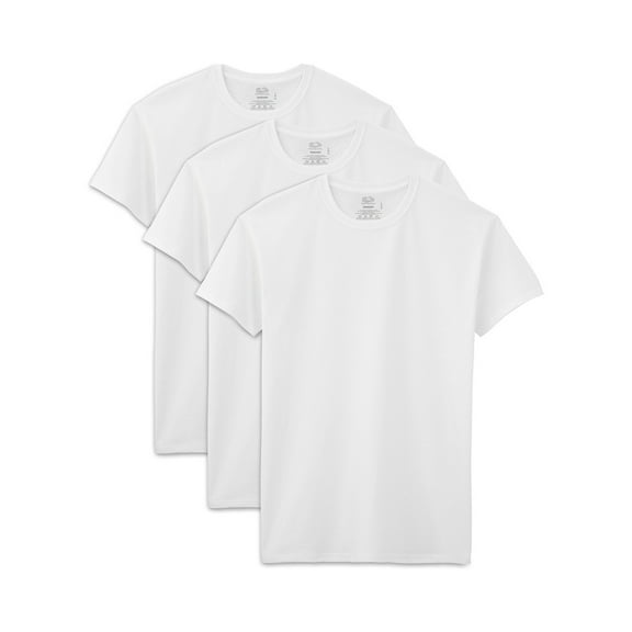 Fruit of the Loom Men's Short Sleeve White Crew T-Shirts Extended Sizes, 3 Pack