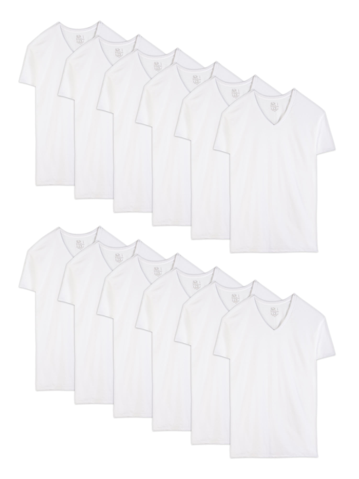 Fruit of the Loom Men's Short Sleeve White V-Neck T-Shirts, 6+6 Bonus ...