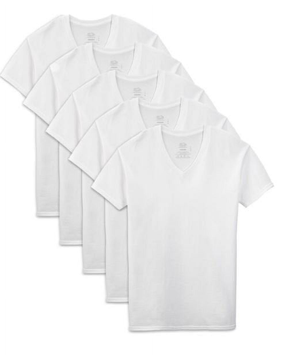 Fruit of the Loom Men's Short Sleeve White V-Neck T-Shirts, Multi-pack ...