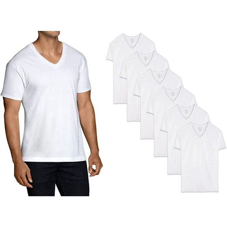 Fruit of the Loom Men`s 3-Pack Tall Size V-Neck T-Shirt, XLT, White 