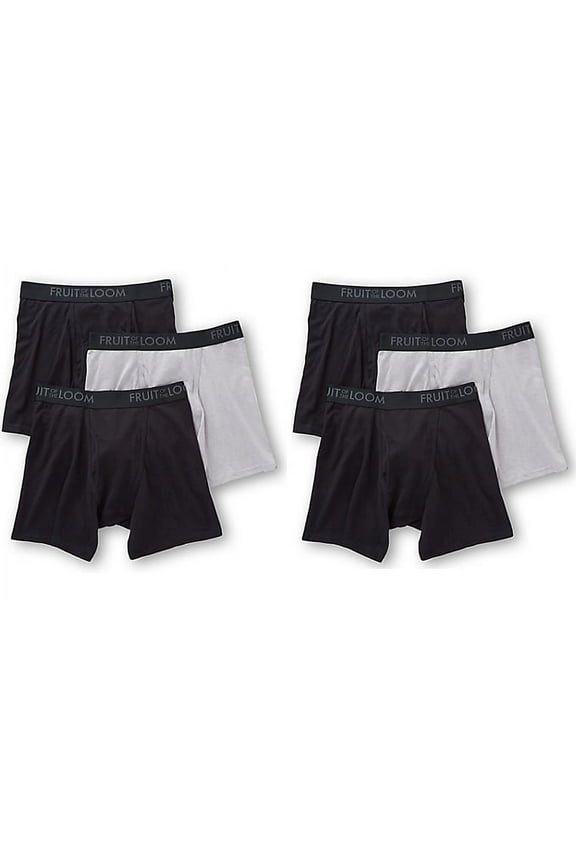 Men's Signature Breathable Cooling Cotton Micro-Mesh Black & Gray Boxer Briefs, 6 Pack