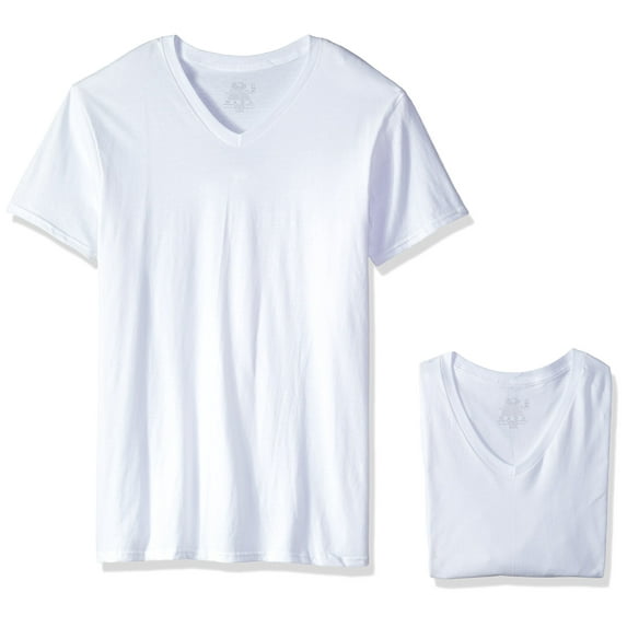 Fruit of the Loom Men's Size 3-Pack Premium Man V-Neck, White ice, Large Tall