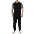 thumbnail image 1 of Fruit of the Loom Men's Sleep Short Sleeve Henley Top & Jogger Pant, Sizes S-4XL, 1 of 11