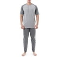 thumbnail image 1 of Fruit of the Loom Men's Sleep Short Sleeve Henley Top & Jogger Pant, Sizes S-4XL, 1 of 11