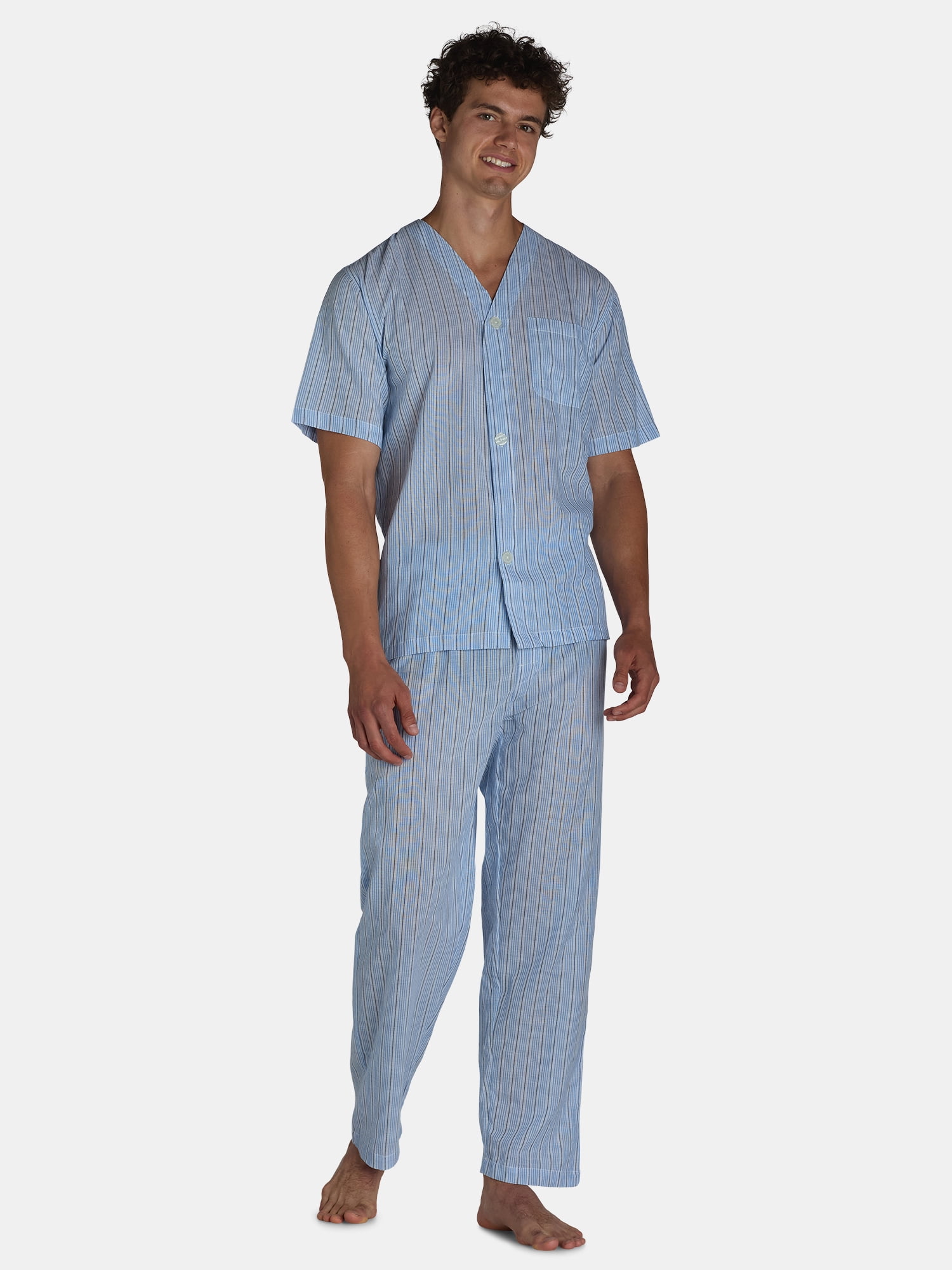 Fruit of the Loom Men s Short Sleeve Pajama Top and Pants Sleep Set 2 Piece Sizes S 4XL Walmart
