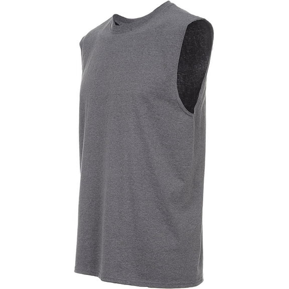 Fruit of the Loom Men's Sleeveless Tee, Large, 4XL Black Heather