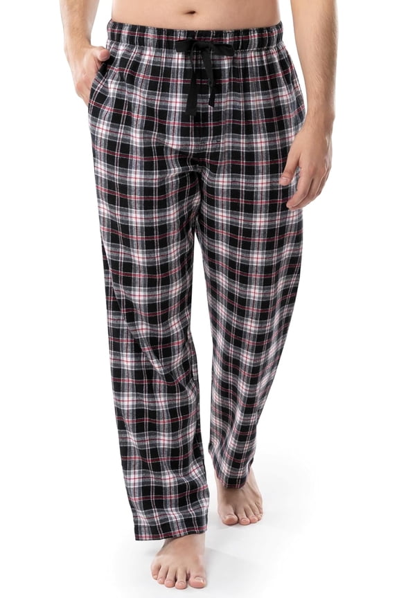 Men's Soft Flannel Pajama Lounge Sleep Pant - Black Plaid