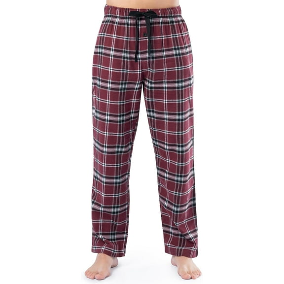 Fruit of the Loom Men's Soft Flannel Pajama Lounge Sleep Pant - Dark Red Plaid