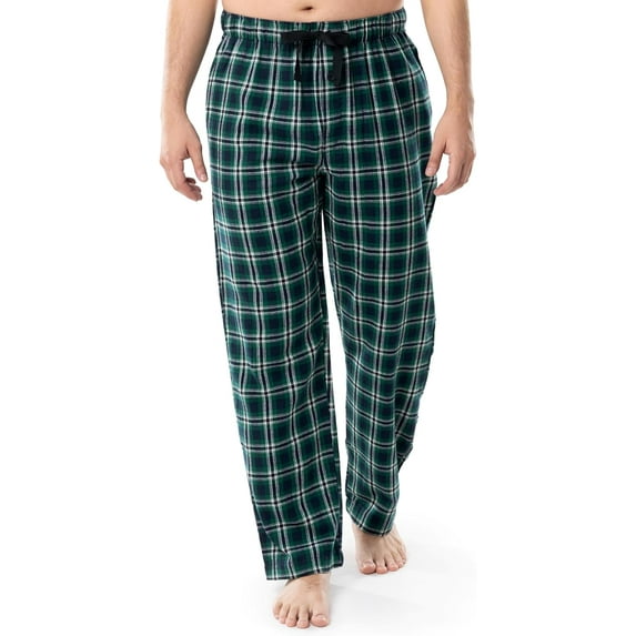Fruit of the Loom Men's Soft Flannel Pajama Lounge Sleep Pant - Green Plaid