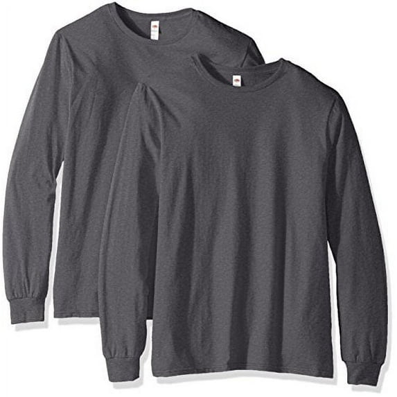 Fruit of the Loom Men's Soft Long Sleeve Lightweight Crew Neck T-Shirt - 2 Pack, Sizes S-3XL
