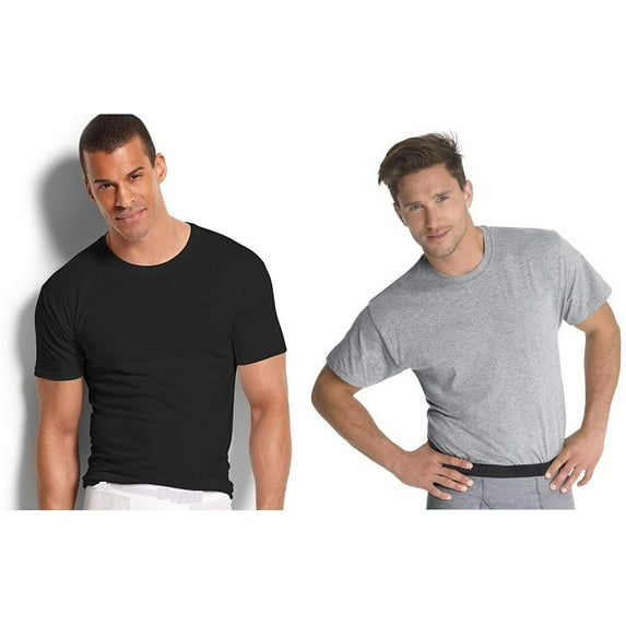 Fruit of the Loom Men's Solid Colors Crew Neck T-shirts, Black and Grey, XL - 5 Pack